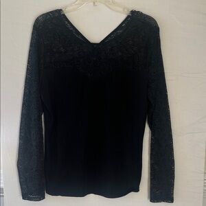 Ambiance Black Lace Long Sleeve Blouse